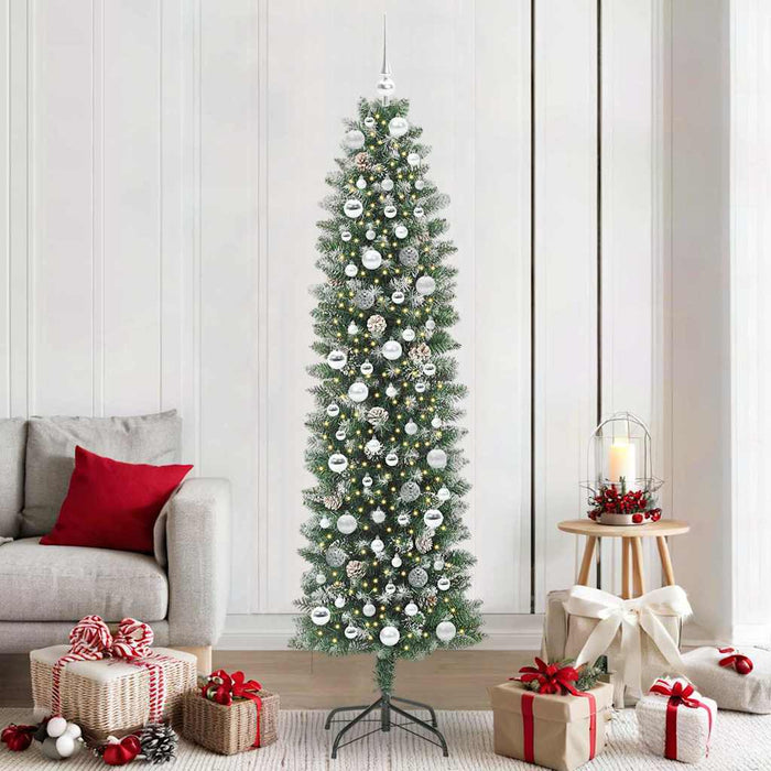 Copac Artificial Slăb de Crăciun cu 300 LED Verde și alb 210 cm - WALTI WALTI