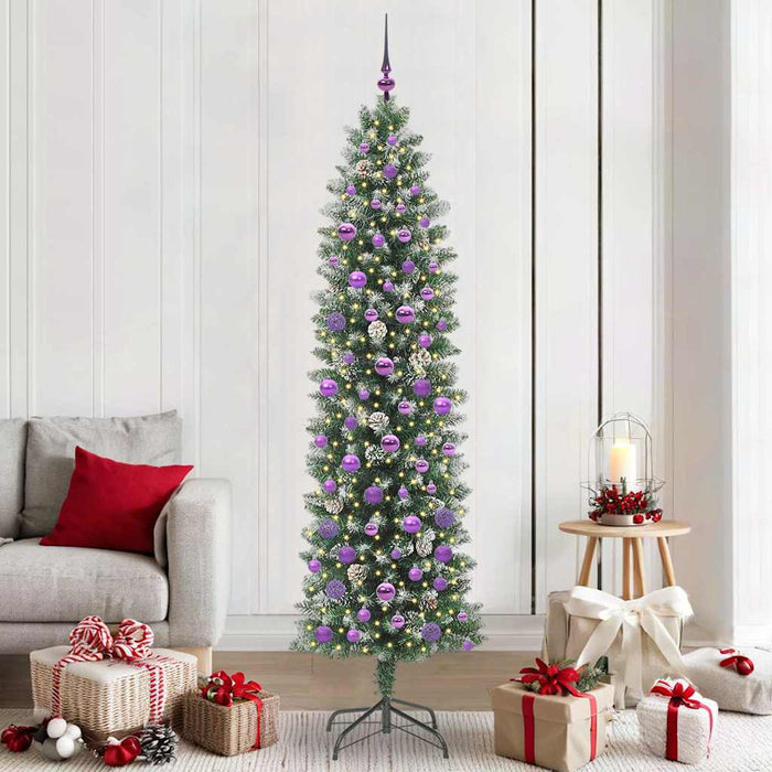 Copac Artificial Slăb de Crăciun cu 300 LED Verde și alb 210 cm - WALTI WALTI
