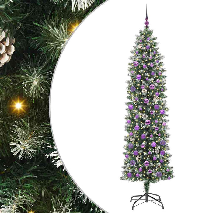 Copac Artificial Slăb de Crăciun cu 300 LED Verde și alb 210 cm - WALTI WALTI