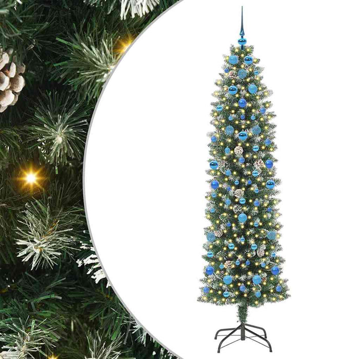 Copac Artificial Slăb de Crăciun cu 300 LED Verde și alb 210 cm - WALTI WALTI