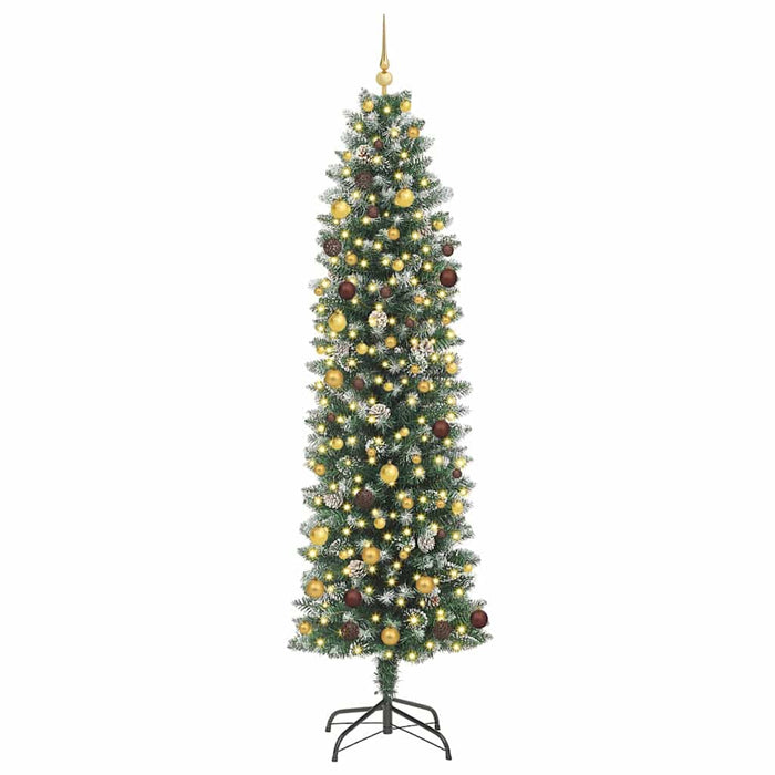 Copac Artificial Slăb de Crăciun cu 300 LED Verde și alb 240 cm WALTI