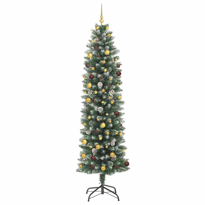 Copac Artificial Slăb de Crăciun cu 300 LED Verde și alb 240 cm WALTI