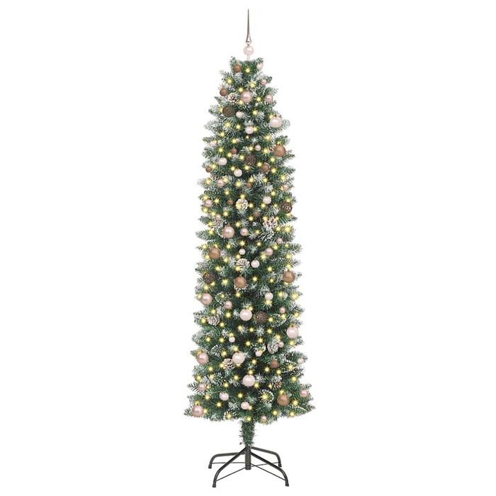 Copac Artificial Slăb de Crăciun Verde și alb 240 cm WALTI