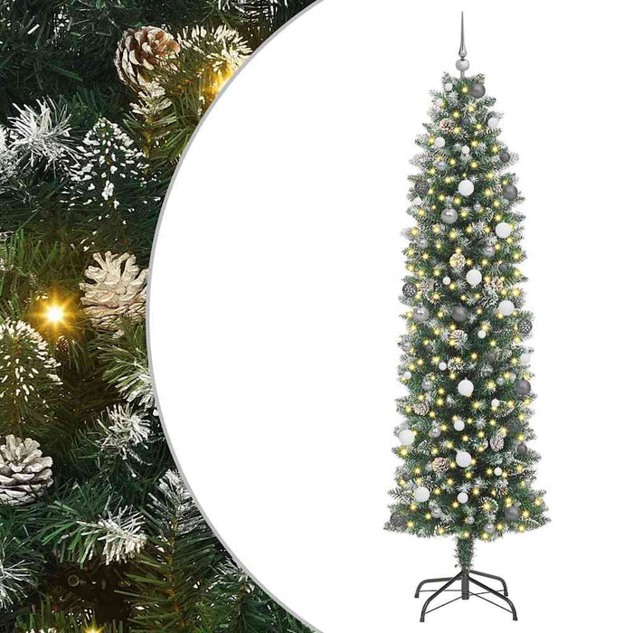 Copac Artificial Slăb de Crăciun cu 300 LED Verde și alb 240 cm - WALTI WALTI