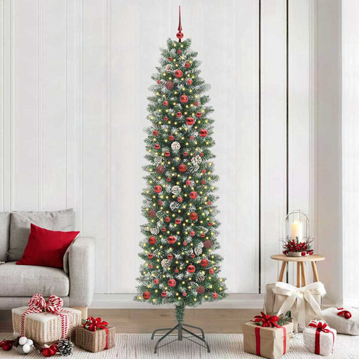 Copac Artificial Slăb de Crăciun cu 300 LED Verde și alb 240 cm - WALTI WALTI