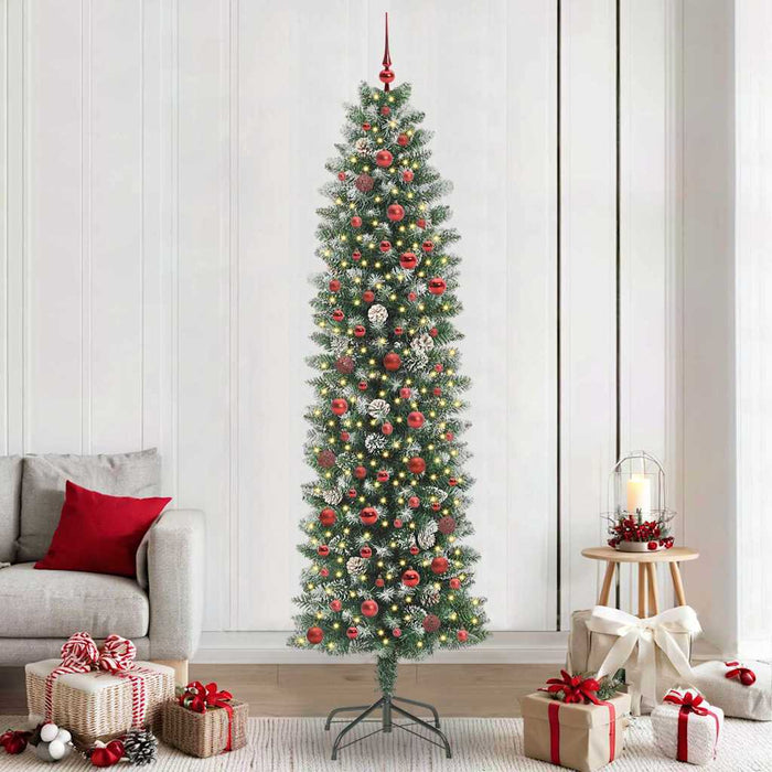 Copac Artificial Slăb de Crăciun cu 300 LED Verde și alb 240 cm - WALTI WALTI
