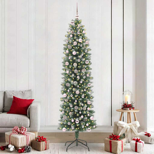 Copac Artificial Slăb de Crăciun cu 300 LED Verde și alb 240 cm - WALTI WALTI