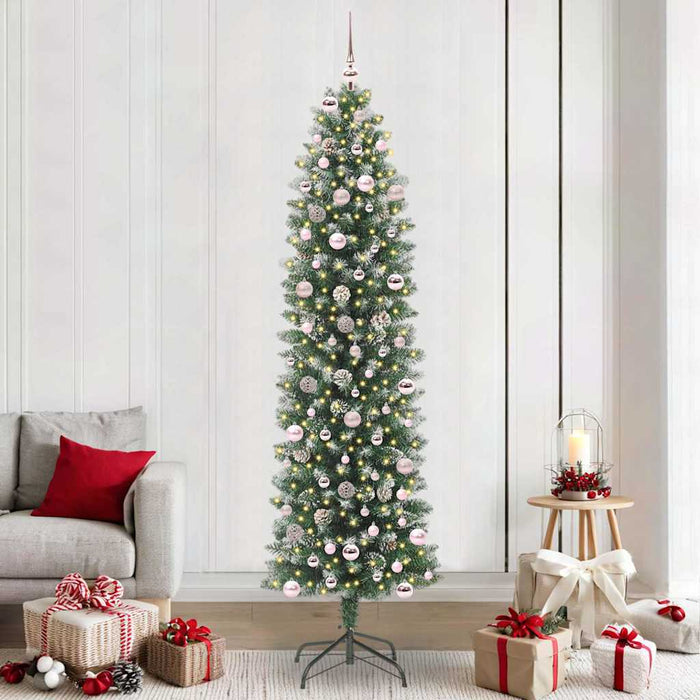 Copac Artificial Slăb de Crăciun cu 300 LED Verde și alb 240 cm - WALTI WALTI