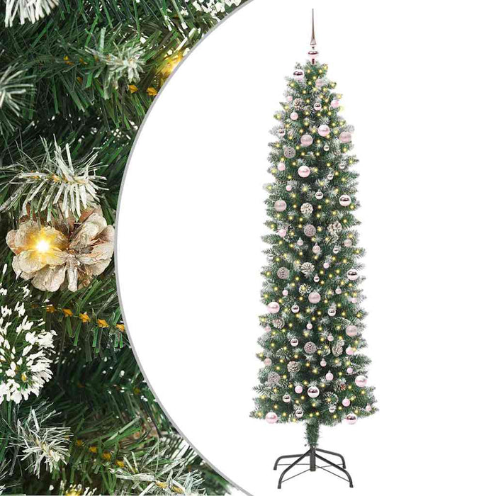 Copac Artificial Slăb de Crăciun cu 300 LED Verde și alb 240 cm - WALTI WALTI