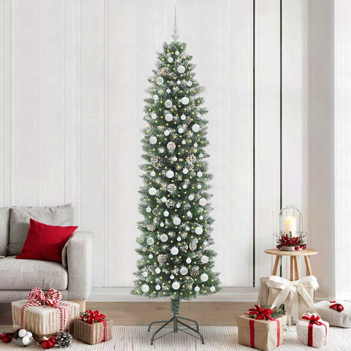 Copac Artificial Slăb de Crăciun cu 300 LED Verde și alb 240 cm - WALTI WALTI