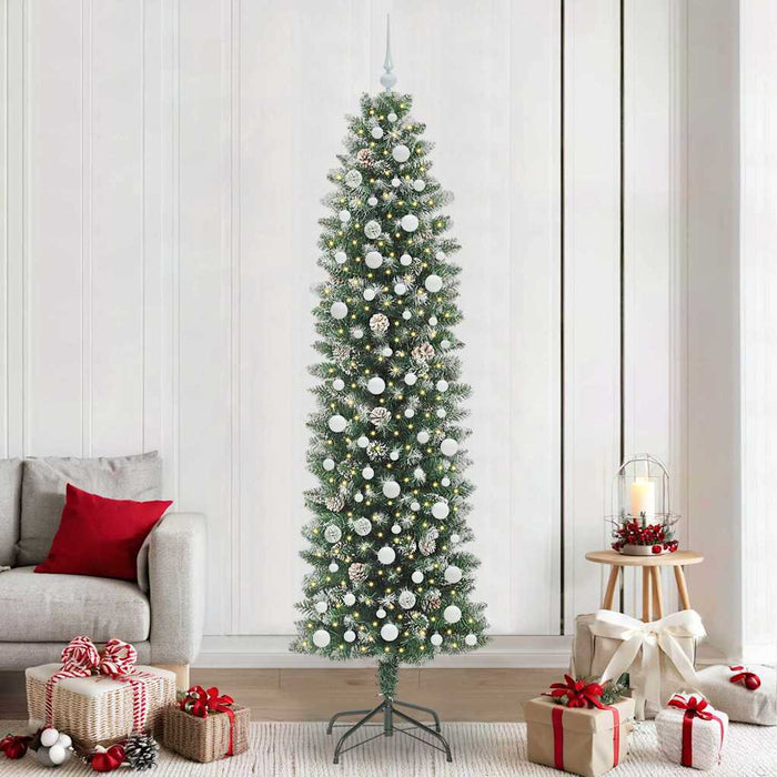 Copac Artificial Slăb de Crăciun cu 300 LED Verde și alb 240 cm - WALTI WALTI