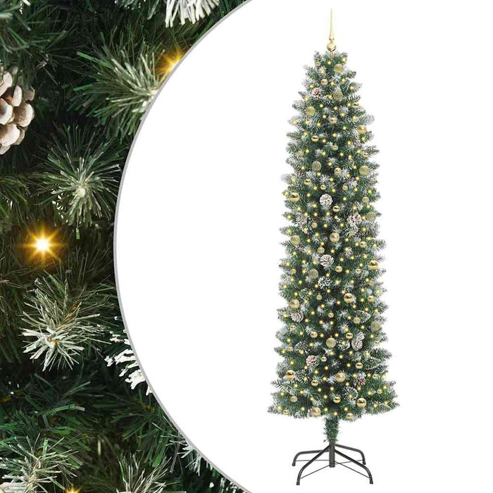 Copac Artificial Slăb de Crăciun Verde și alb 240 cm - WALTI WALTI