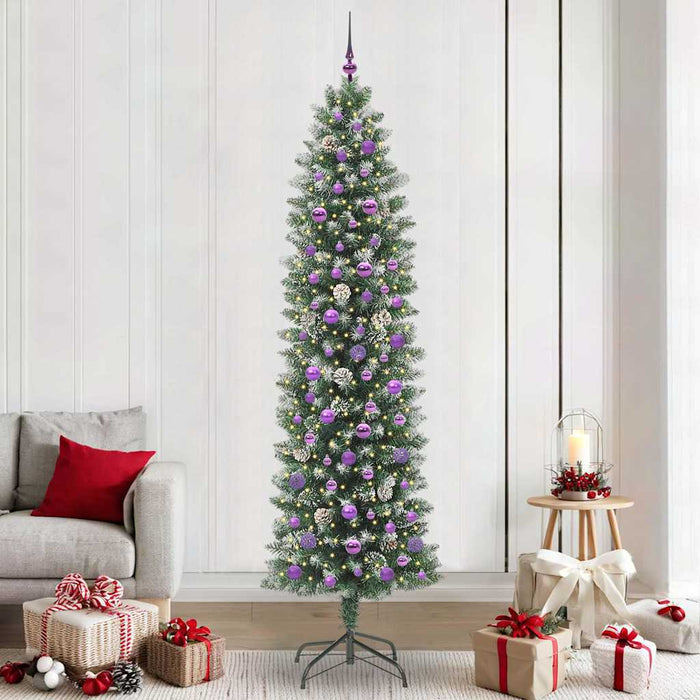 Copac Artificial Slăb de Crăciun cu 300 LED Verde și alb 240 cm - WALTI WALTI