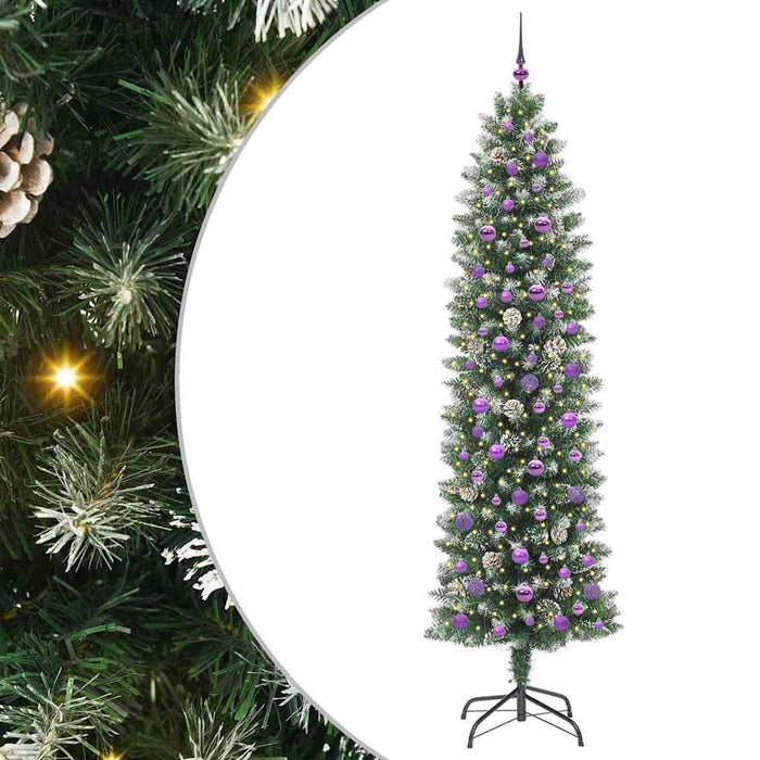 Copac Artificial Slăb de Crăciun cu 300 LED Verde și alb 240 cm - WALTI WALTI