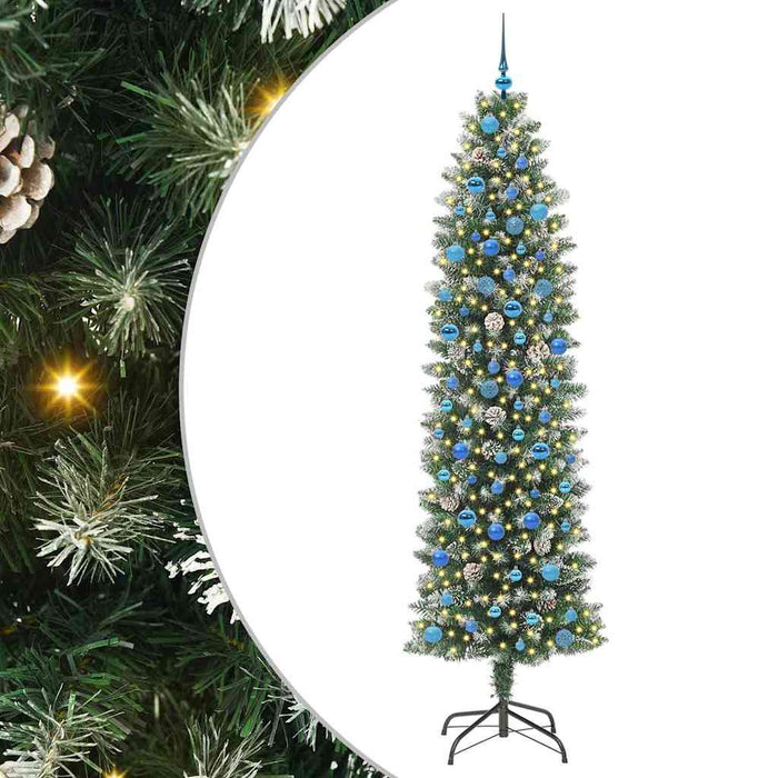 Copac Artificial Slăb de Crăciun cu 300 LED Verde și alb 240 cm - WALTI WALTI