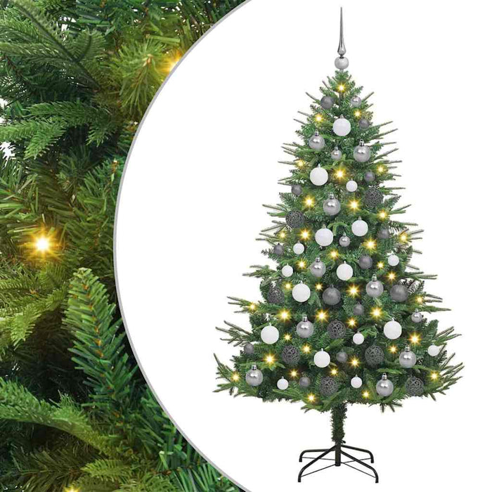 Brad de Crăciun artificial pre-iluminat cu set de bile Verde WALTI