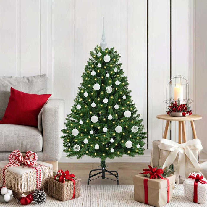 Brad de Crăciun artificial cu 150 LED Verde 120 cm PVC și Metal - WALTI WALTI