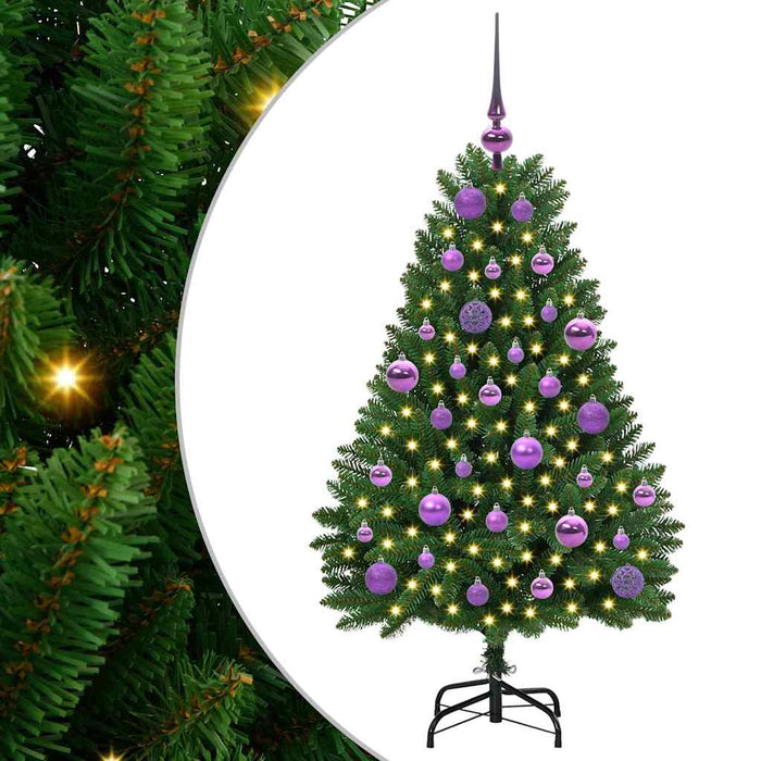 Brad de Crăciun artificial cu 150 LED Verde 120 cm PVC și Metal - WALTI WALTI