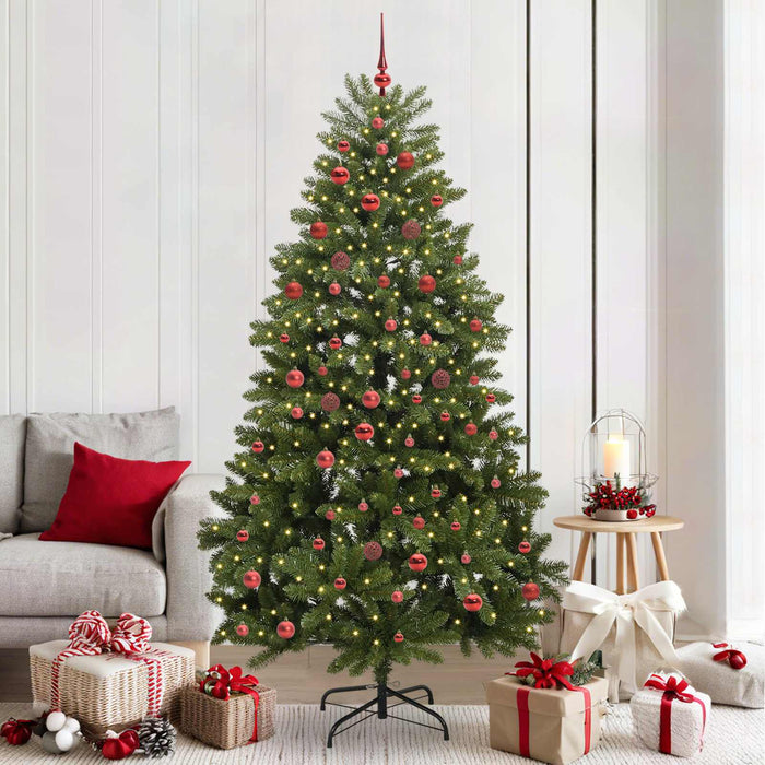 Brad de Crăciun artificial 210 cm 300 LED-uri Alb cald Verde WALTI