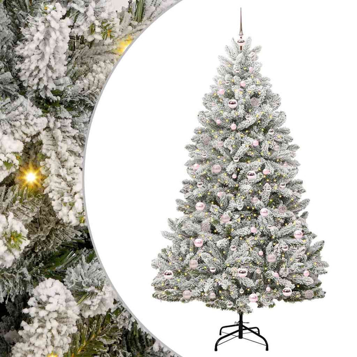 Brad de Crăciun artificial Verde și alb 210 cm PVC și Metal - WALTI WALTI