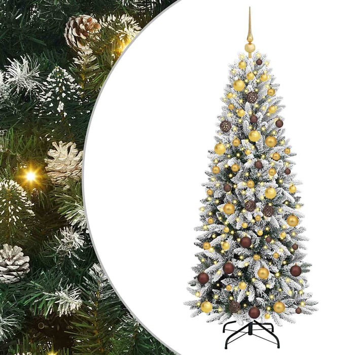Brad de Crăciun artificial cu 300 LED cu suport Alb 180 cm WALTI