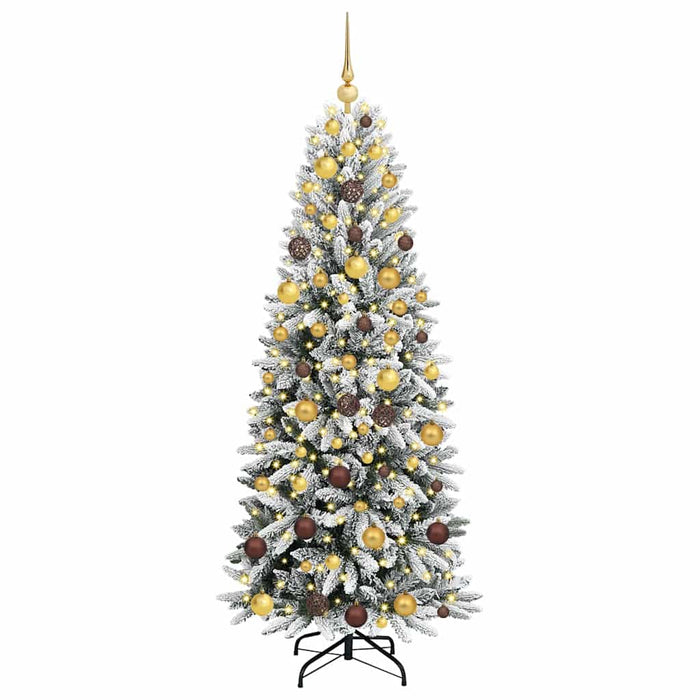 Brad de Crăciun artificial cu 300 LED cu suport Alb 180 cm WALTI