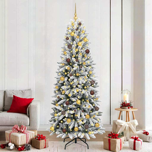 Brad de Crăciun artificial cu 300 LED cu suport Alb 210 cm - WALTI WALTI