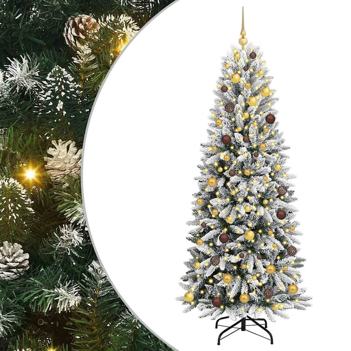 Brad de Crăciun artificial cu 300 LED cu suport Alb 210 cm WALTI