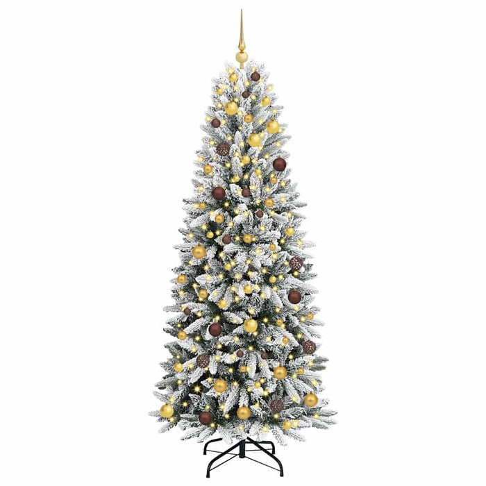 Brad de Crăciun artificial cu 300 LED cu suport Alb 210 cm WALTI
