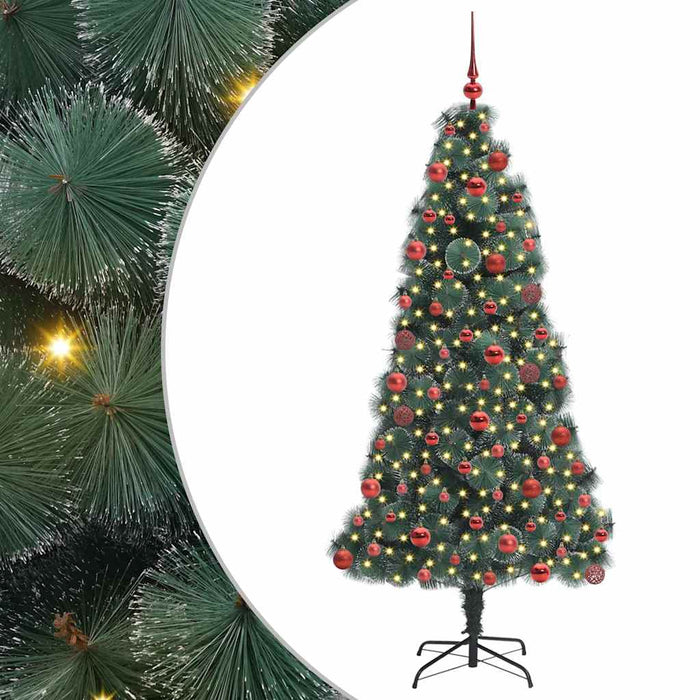 Brad artificial pre-luminat cu set de globuri Verde 180 cm PET WALTI