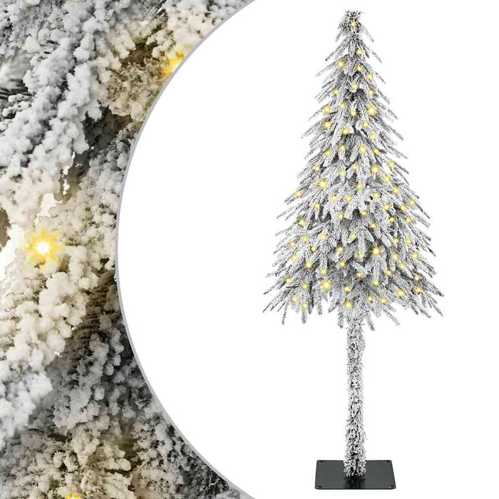 Brad de Crăciun cu 150 LED cu suport Alb 120 cm PE și Oțel WALTI