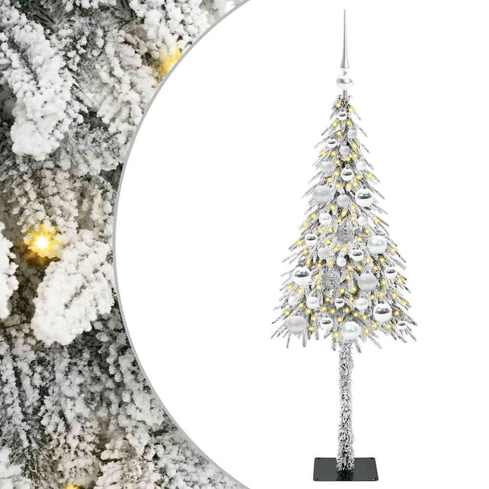 Brad de Crăciun cu 150 LED cu suport Alb 120 cm PE și Oțel WALTI