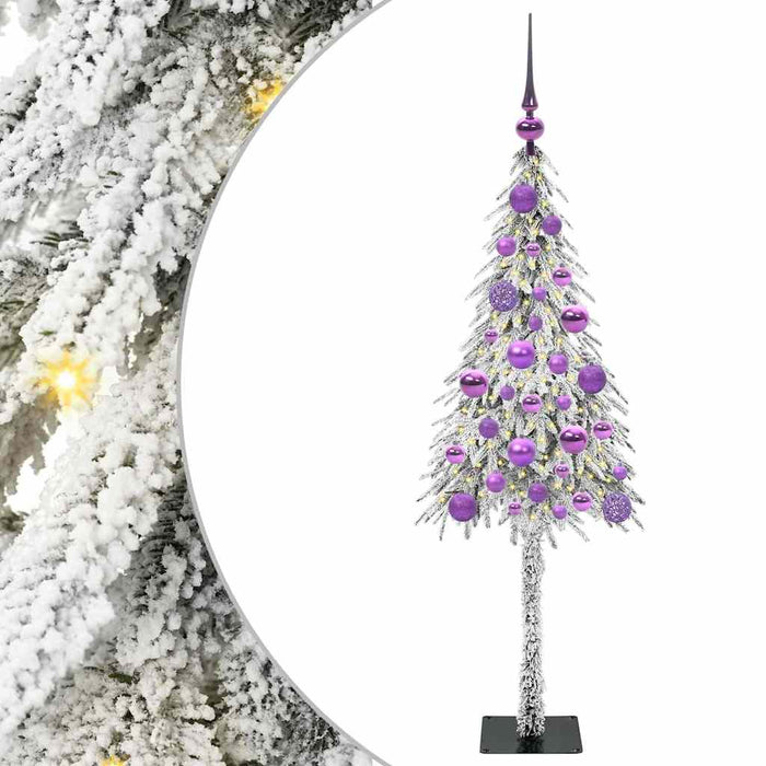 Brad de Crăciun cu 150 LED cu suport Alb 120 cm PE și Oțel WALTI