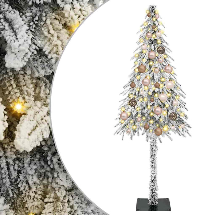 Brad de Crăciun cu 150 LED cu suport Alb 150 cm PE și Oțel WALTI