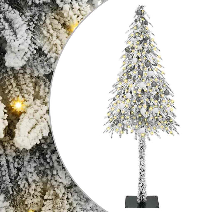 Brad de Crăciun cu 300 LED cu suport Alb 210 cm PE și Oțel - WALTI WALTI