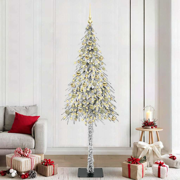 Brad de Crăciun cu 300 LED cu suport Alb 210 cm PE și Oțel WALTI