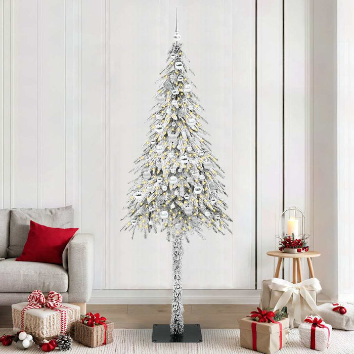 Brad de Crăciun cu 300 LED cu suport Alb 210 cm PE și Oțel WALTI