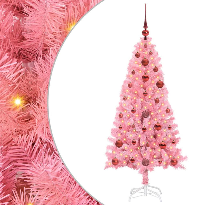 Brad de Crăciun cu 150 LED cu suport Roz 120 cm PVC - WALTI WALTI