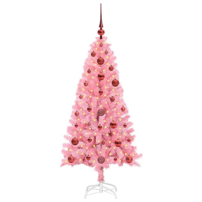 Brad de Crăciun cu 150 LED cu suport Roz 120 cm PVC - WALTI WALTI