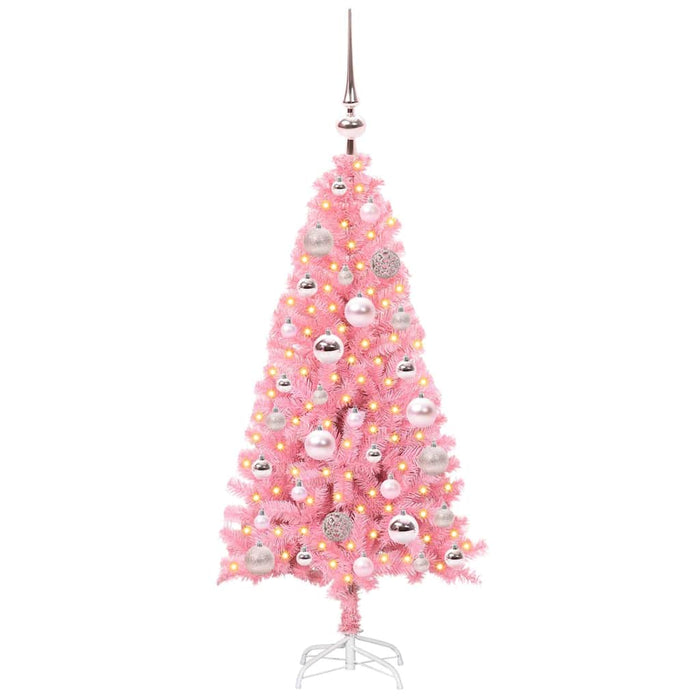 Brad de Crăciun cu 150 LED cu suport Roz 120 cm PVC - WALTI WALTI