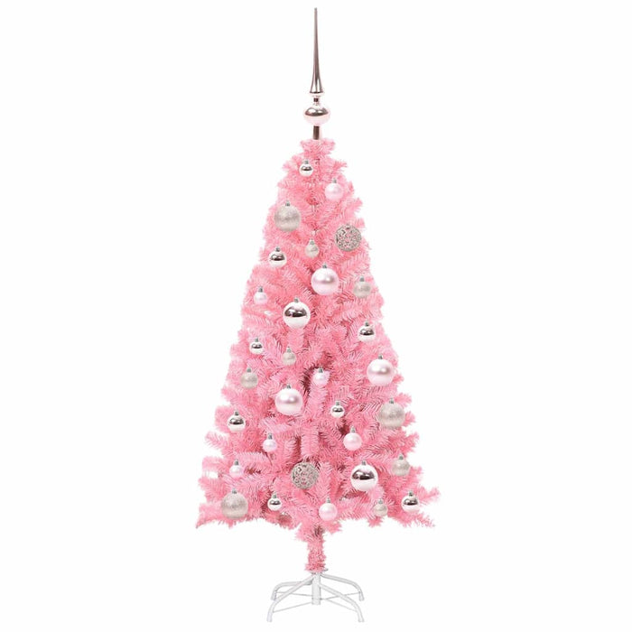 Brad de Crăciun cu 150 LED cu suport Roz 120 cm PVC - WALTI WALTI