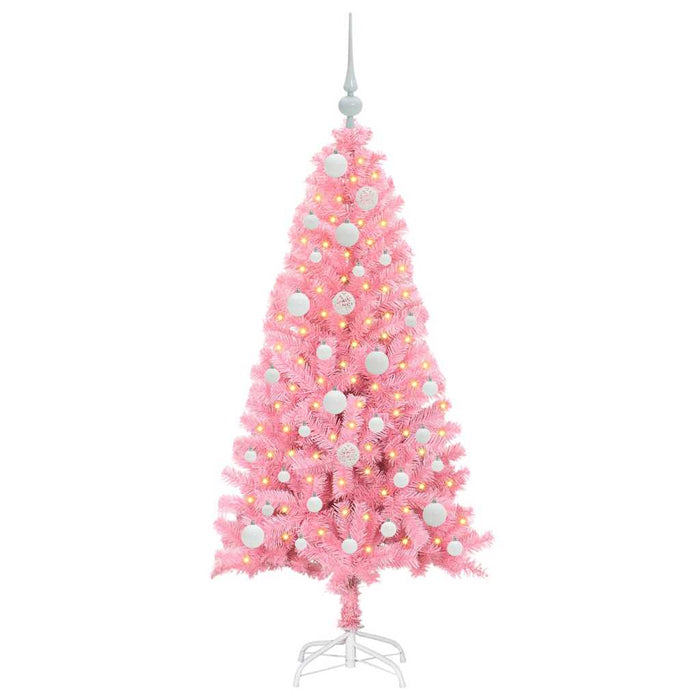 Brad de Crăciun cu 150 LED cu suport Roz 120 cm PVC - WALTI WALTI