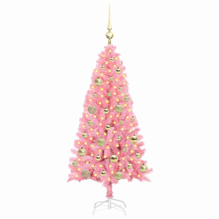 Brad de Crăciun cu 150 LED cu suport Roz 120 cm PVC - WALTI WALTI