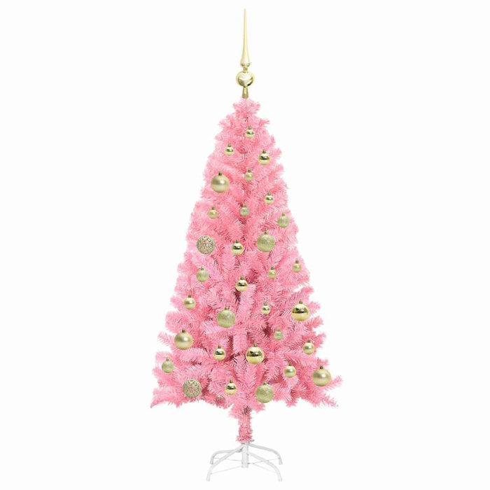 Brad de Crăciun cu 150 LED cu suport Roz 120 cm PVC - WALTI WALTI