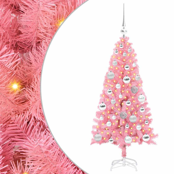 Brad de Crăciun cu 150 LED cu suport Roz 120 cm PVC - WALTI WALTI