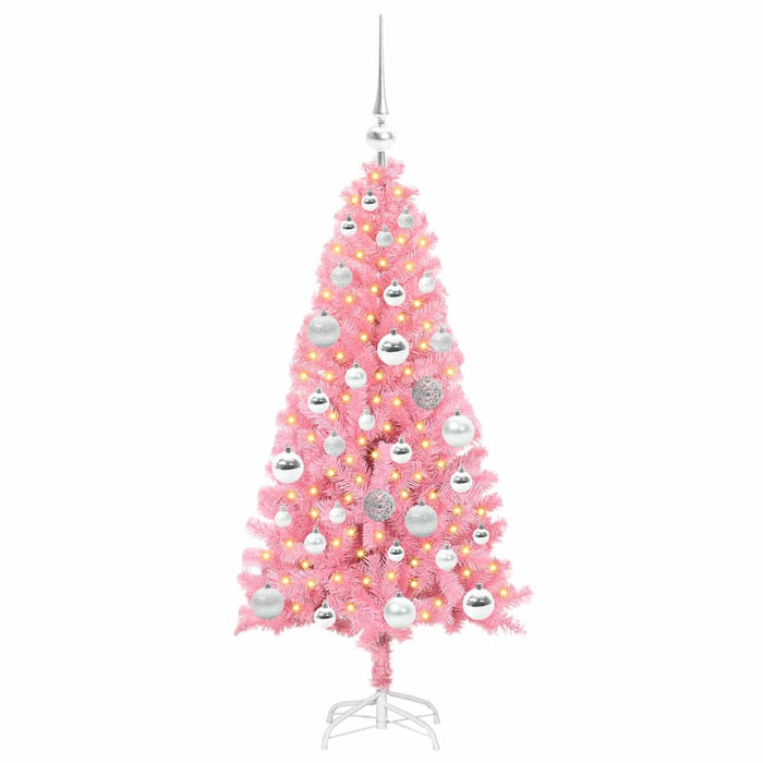 Brad de Crăciun cu 150 LED cu suport Roz 120 cm PVC - WALTI WALTI
