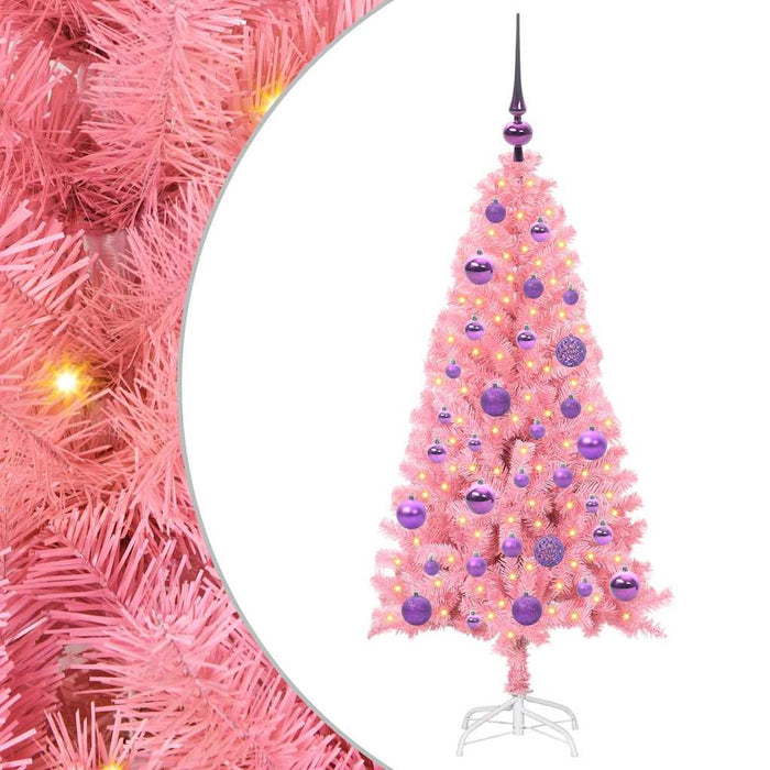 Brad de Crăciun cu 150 LED cu suport Roz 120 cm PVC - WALTI WALTI