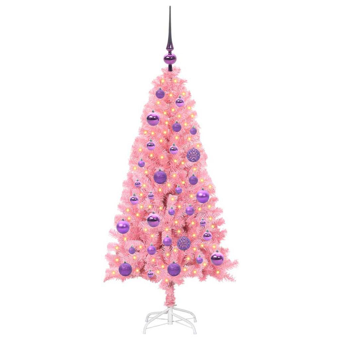 Brad de Crăciun cu 150 LED cu suport Roz 120 cm PVC - WALTI WALTI