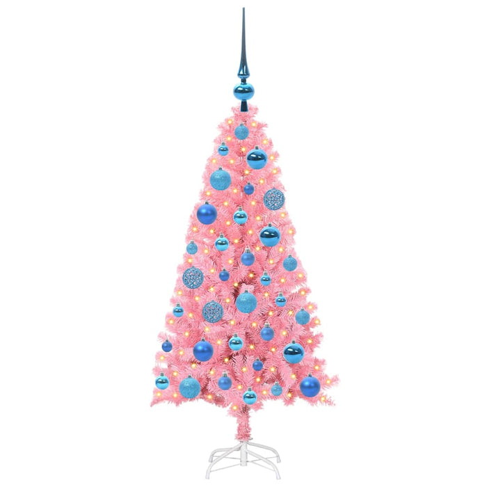Brad de Crăciun cu 150 LED cu suport Roz 120 cm PVC - WALTI WALTI