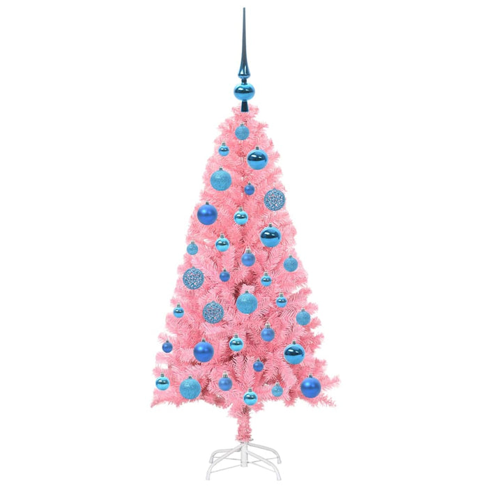 Brad de Crăciun cu 150 LED cu suport Roz 120 cm PVC - WALTI WALTI